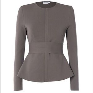 Scanlan Theodore Belted Crepe Knit Curved Hem Jacket in TORBA